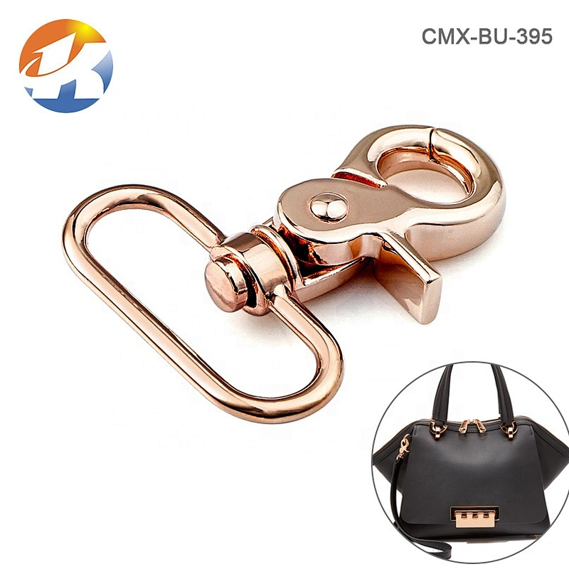 Bag Accessories Zinc Alloy Metal Swivel Eye Snap Hook, Wholesale Top Quality Metal Rose Gold Trigger Snap Hook for Handbag