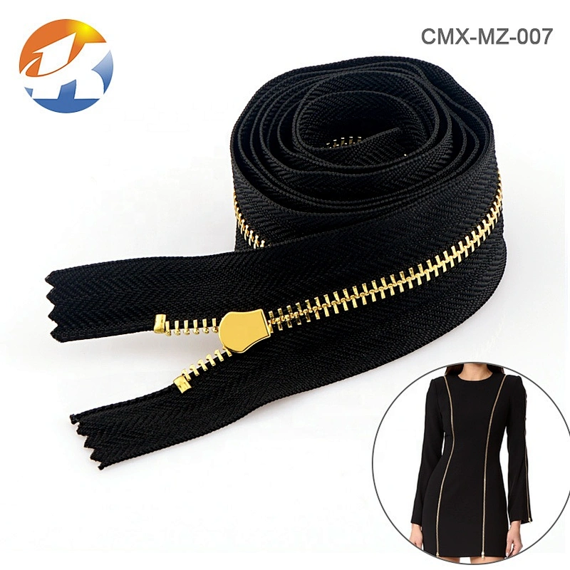 #5 Close End High Quality Black Nylon Tape Gold Metal Zipper for Bags and Garment