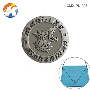 Factory Direct Custom 3D Embossed Logo Metal Tag for Bags, Round Metal Logo for Wallet