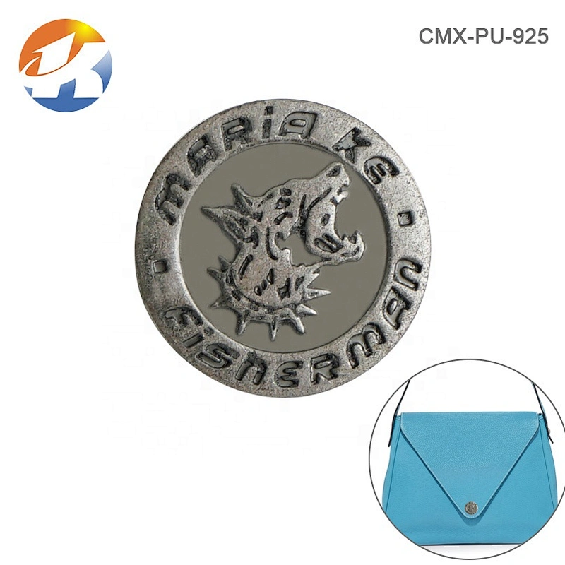 Factory Direct Custom 3D Embossed Logo Metal Tag for Bags, Round Metal Logo for Wallet