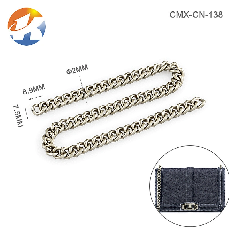 High End Handbag Hardware Fashion Flat Shape Iron Gold Chain