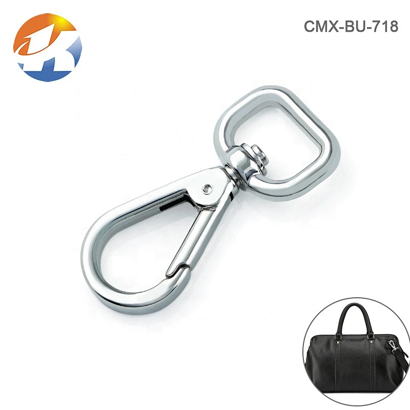 Zinc Alloy Bag Parts Hardware Metal Doggy Swivel Hook Buckle for Handbags, Silver Plated Metal Spring Hook