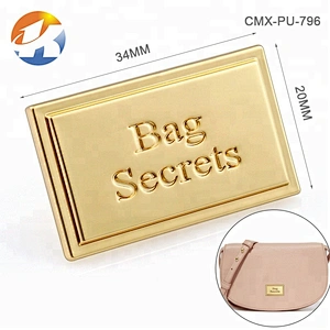 4 Decorative Rivets On Corners Gold Metal Logo Label, Custom Engraved Logo Metal Name Plate Tag for Handbags