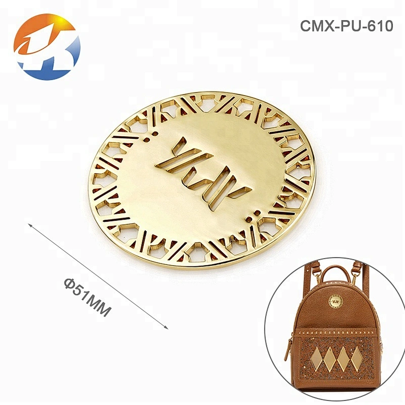 Custom Circle Hollow Logo Sewing Metal Clothing Logo