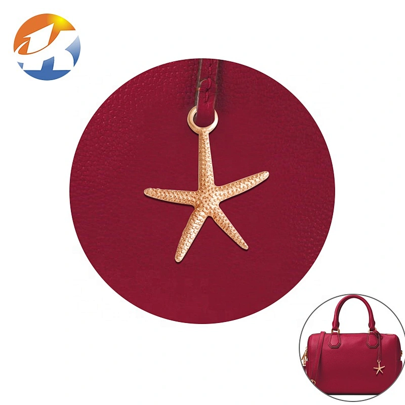 High Quality Custom Made Starfish Metal Logo Charms, 3D Brand Metal Bag Logo Tag for Clothes and Handbags
