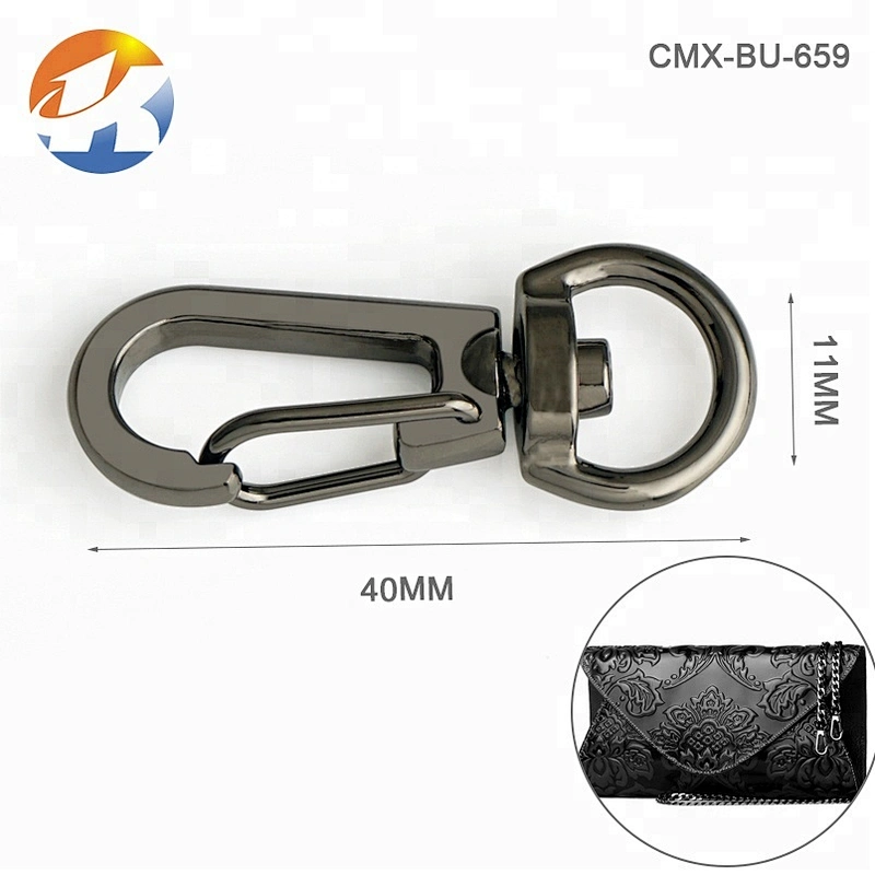 High End Gunmetal Handbag Accessories Metal Snap Dog Hook For Bags