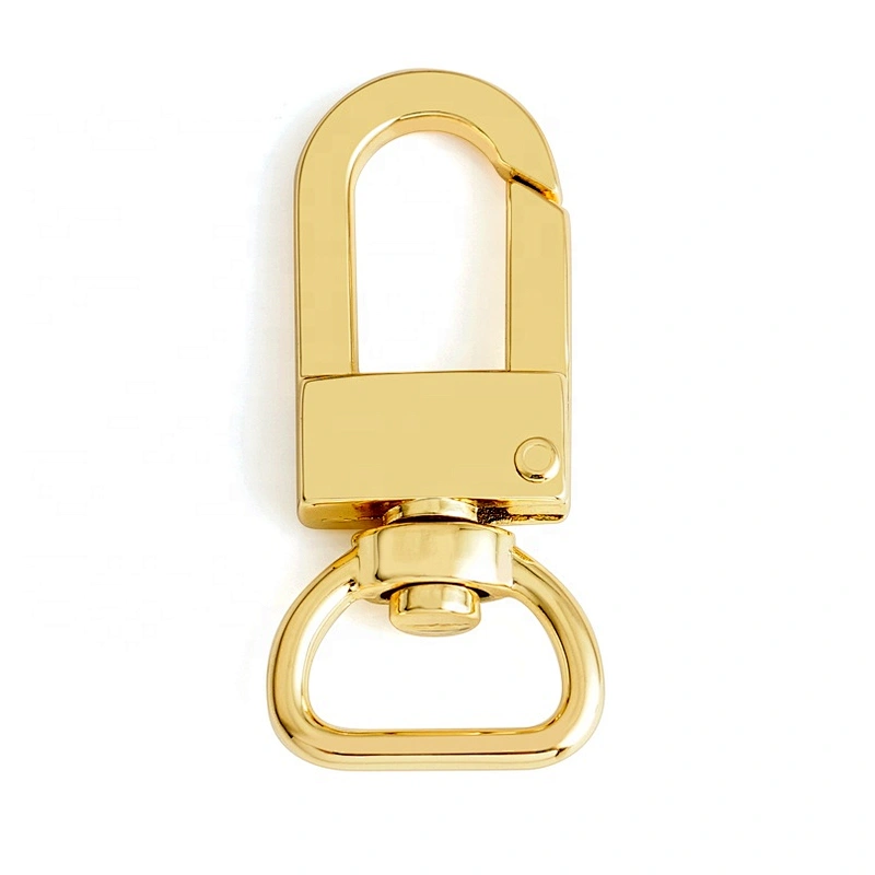 Hot Selling Gold Alloy Metal Spring Snap Hook for Car Key Bag, D Ring Shape Tail Metal Snap Hook for Wallet Bag