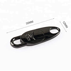 Fancy Black Engraved Logo Zip Puller Metal For Bags