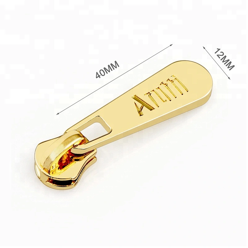 Handbag Hardware Custom Metal Zipper Puller, Engraved Logo Gold Plated Metal Zipper Pull Tab, Metal Zip Puller for Bags Purse