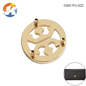 Handbag Wallet Hardware Metal Logo Tag, Custom Round Shape Gold Metal Label for Purse