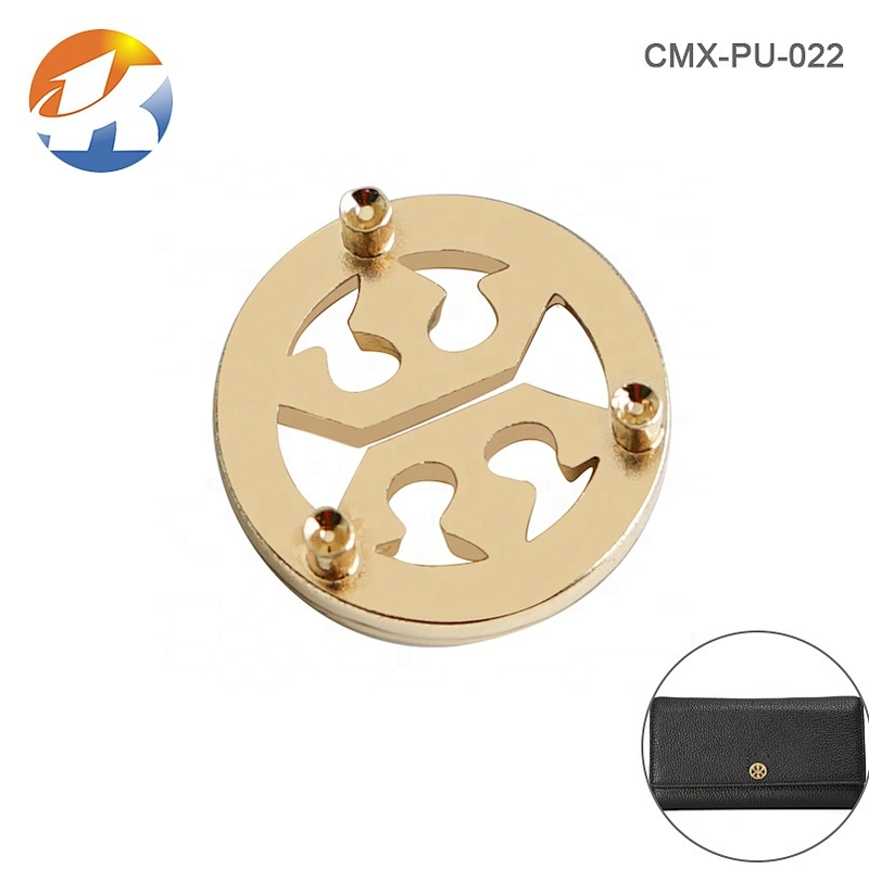 Handbag Wallet Hardware Metal Logo Tag, Custom Round Shape Gold Metal Label for Purse