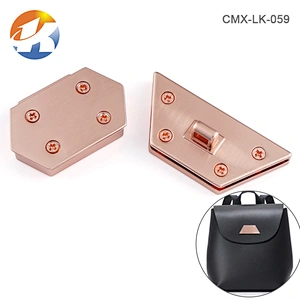 Brushed Rose Gold Press Metal Push Lock For Handbags