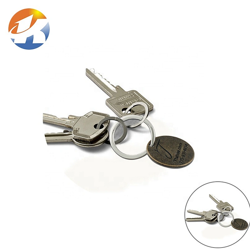 Bag Accessories Custom Die-Casting Engraved Logo Metal Name Tag with Keyring