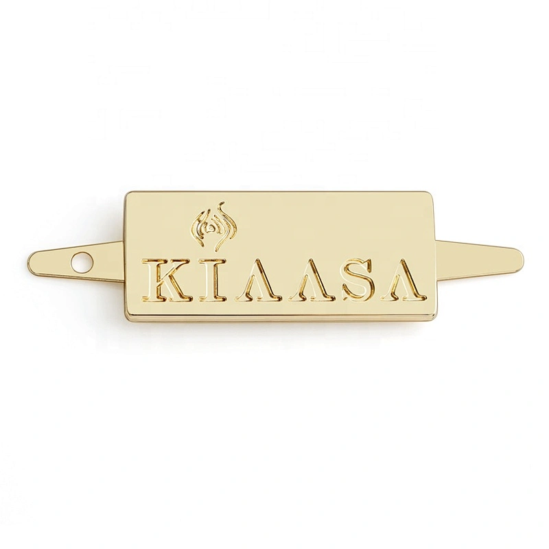 Rectangle Light Gold Metal Name Plate, Custom Metal Logo Label for Bag Hardware