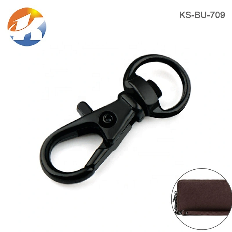 Wholesale 9mm Black Metal Hook for Luggage Strap, Custom Metal Small Snap Key Hook for Purse Bag