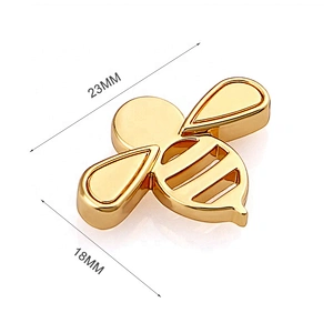 Custom Small Bee Shape Metal Tag for Purse, Bag Accessories Gold Little Metal Logo