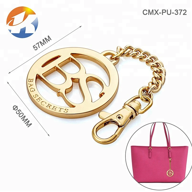 Circle With Hollow Logo Custom Handbag Metal Logo