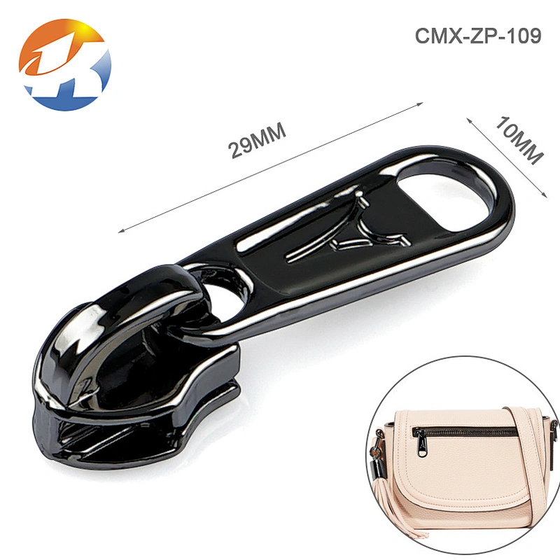 Shiny Gunmetal Custom Metal Zipper Pull For Bag