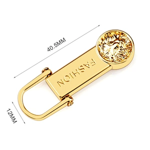 High Grade Handbag Hardware Metal Gold Zip Pullers, Fashion Custom Metal Zipper Pull with Logo for Clothing