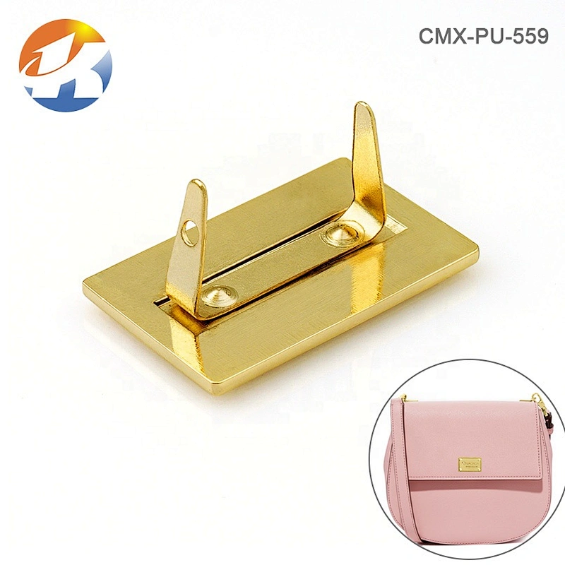 Rectangle Shape with 4 Decorative Rivets Metal Label, Manufacturer Custom Gold Metal Logo Plate for Handbags*