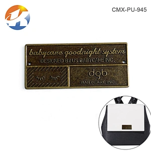 Kangsheng Factory Custom Bronze Embossed Metal Logo Label For Furniture, Zinc Alloy Metal Nameplate for Machine