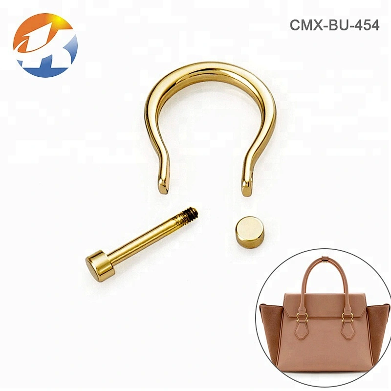 Bag Accessories Alloy Nickel-free Gold Metal D Ring Handbags, Top Quality Custom Screw Removable Metal D Rings for Handbags