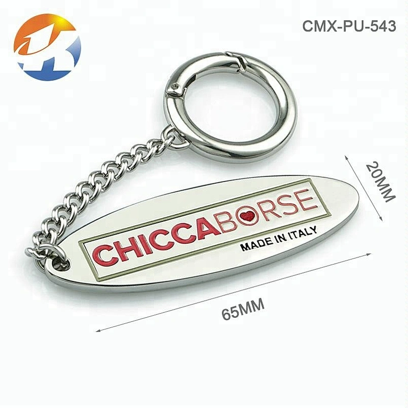 Hook And Chain Custom Brand Handbag Engraved Logo Metal Tag