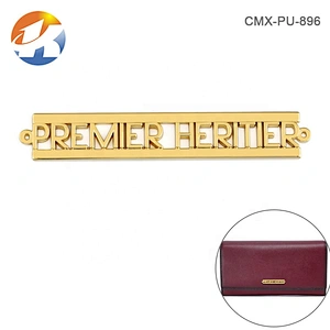 OEM ODM Handbag Hardware Brand Metal Nameplate Logo Gold Sewing Metal Letter Label For Bag