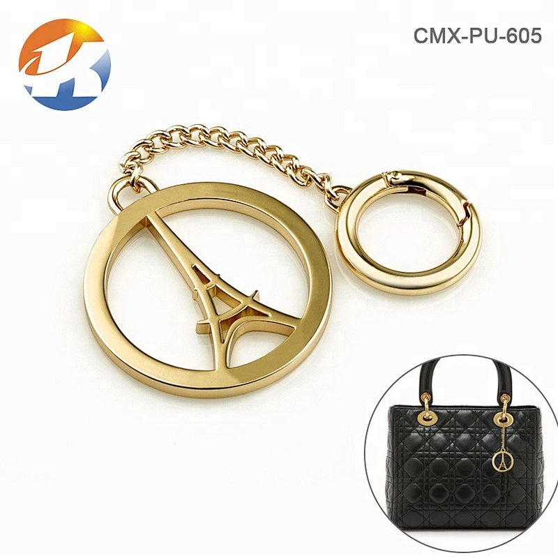 Eiffel Tower Gold Custom Metal Handbag Hanging Logo