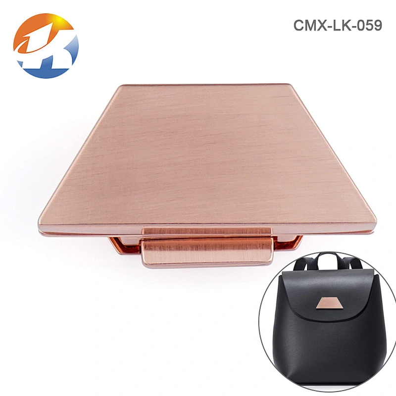 Brushed Rose Gold Press Metal Push Lock For Handbags