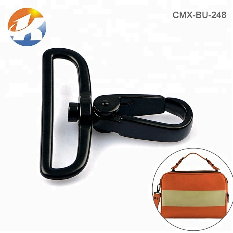 High End Eco-friendly Metal Alloy Snap Hook Bulk, Wholesale Bag Hardware Black Spring Metal Push Gate Snap Hook for Backpack