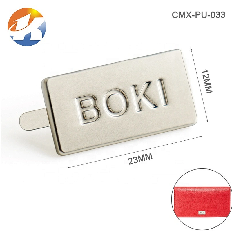 Dongguan Factory Design Bag Fitting Engraved Logo Metal Plate, Custom Brand Logo Metal Label for Bags