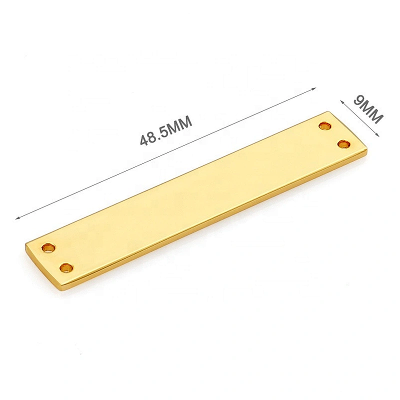 Wholesale Rectangle with 4 Holes Sewing Blank Metal Tag, Custom Gold Plated Metal Clothing Label