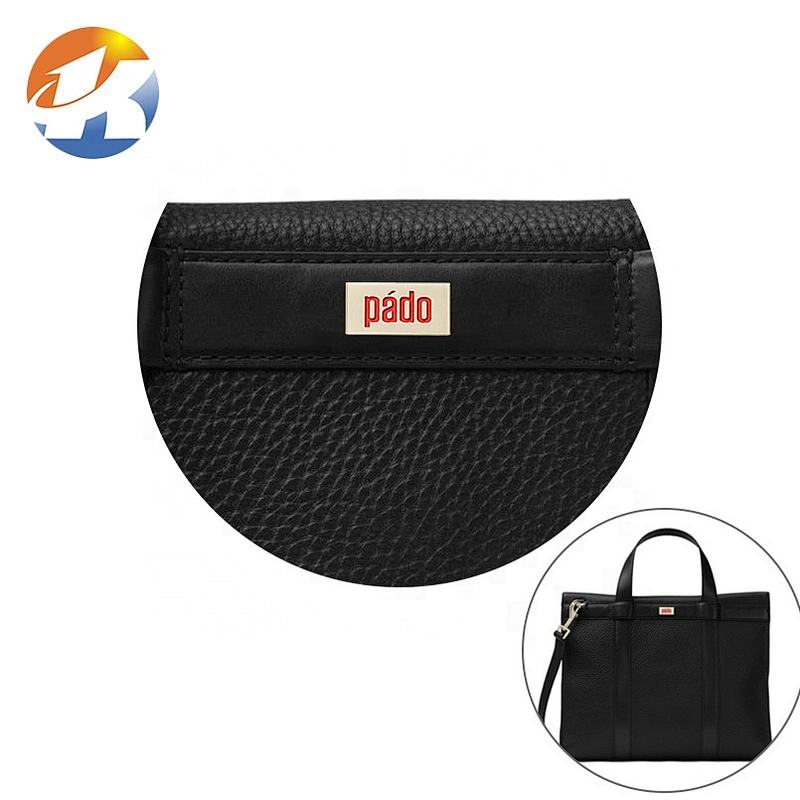 Custom Metal Plate Logo for Bags, Design Metal Name Tag with Engraved Red Logo