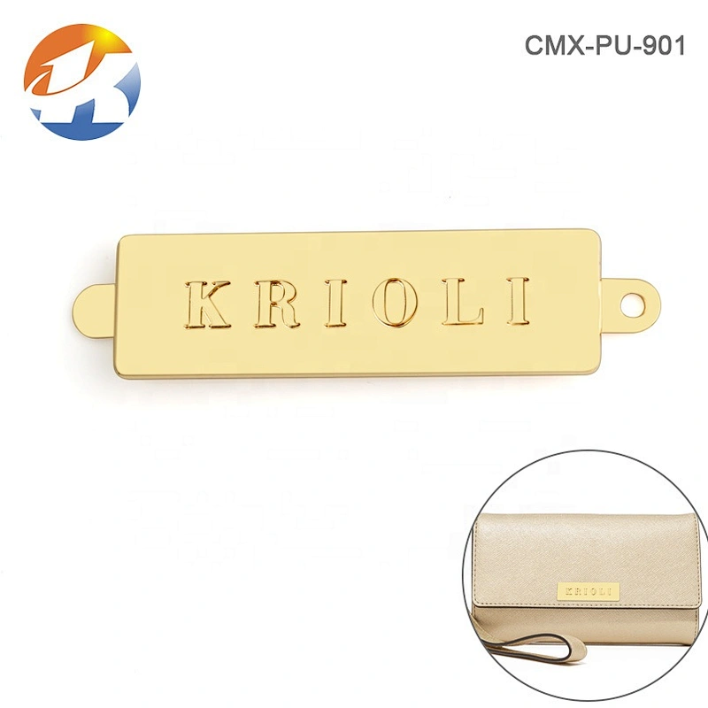 Bags Hardware Custom Gold Plated Metal Name Plate, Handbag Accessories Rectangle Metal Logo Label For Bag