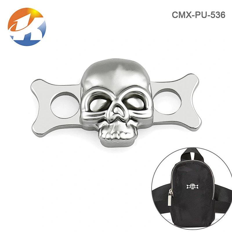Custom Skull Logo Sewing Matt Nickel Metal Clothing Label