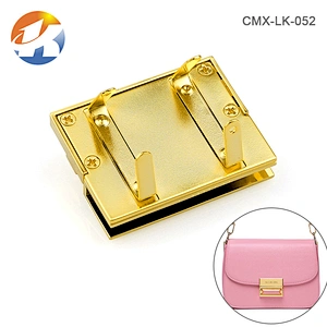 High Quality Custom Push Gold Metal Lock For Handbag