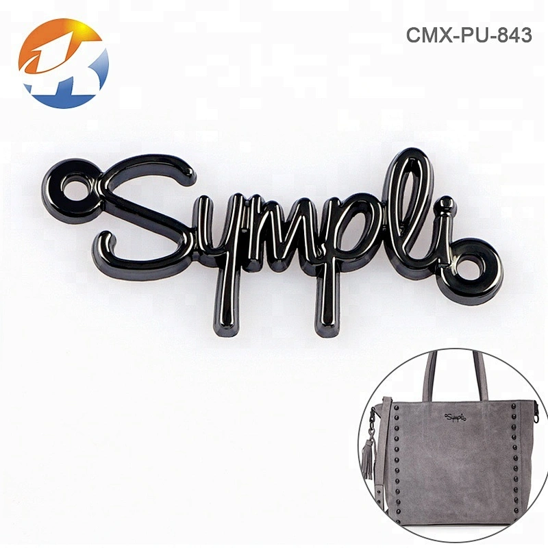 Gunmetal Logo Metal Letter Clothes, Custom Sewing Metal Letter Labels and Logos for Handbags, Sew Metal Letter Plate with Holes