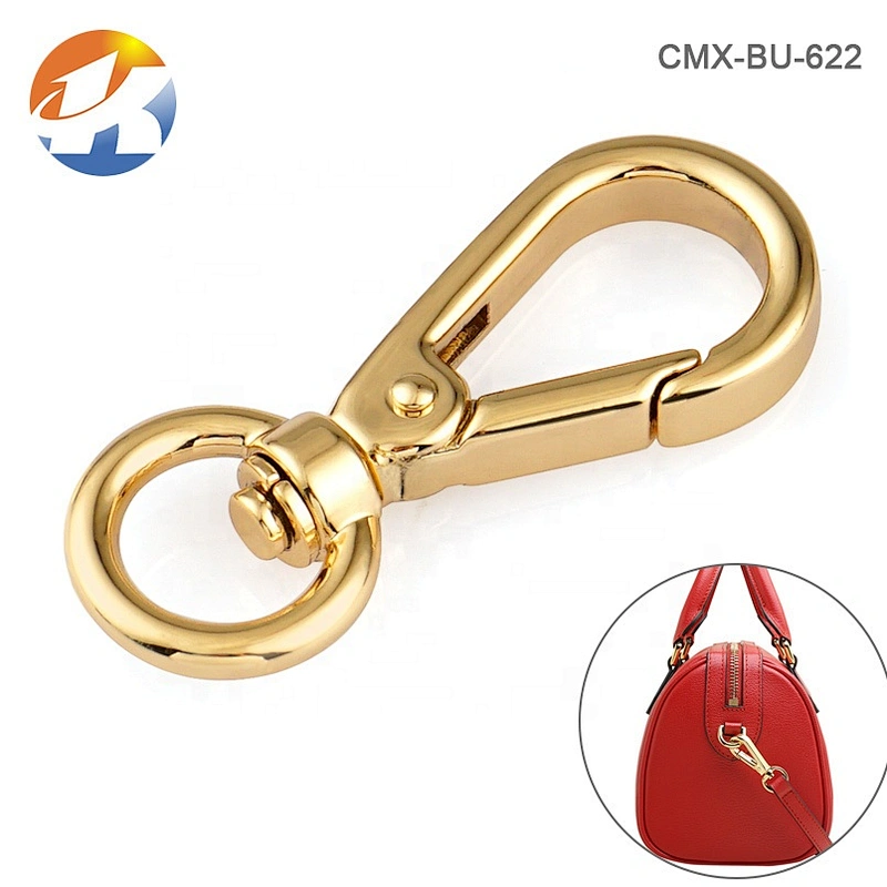 Hot Selling 10mm Light Gold Metal Bag Hook, Key Ring Snap Hook Metal Clasp For Purse