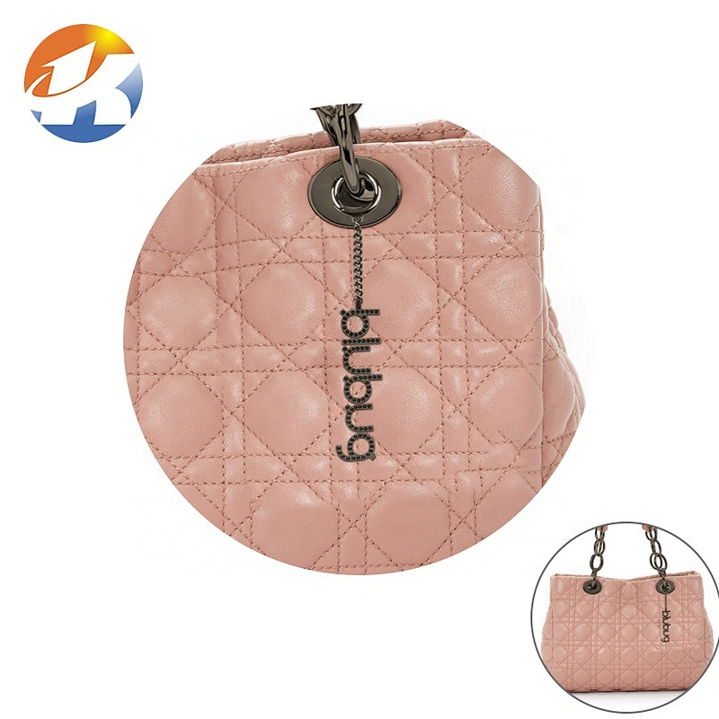 Design Gunmetal Hanging Metal Letter Logo Tags, Custom Handbags Brand Logo Metal Tag with Chain and Hook