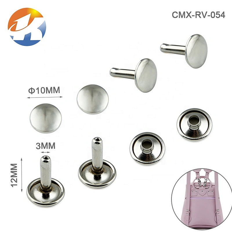 High Quality Round Head Double Cap Nickel Iron Rivet, Garments 10mm Metal Rivet For Bag Shoe