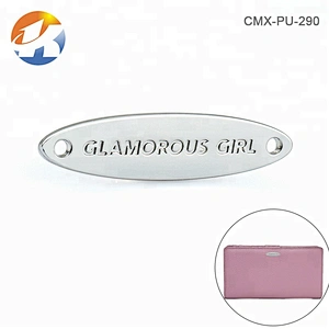 Custom Engraved Logo With 2 Holes Sewing Metal Clothing Logos