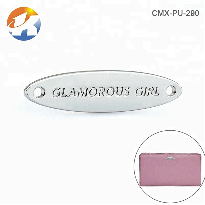 Custom Engraved Logo With 2 Holes Sewing Metal Clothing Logos