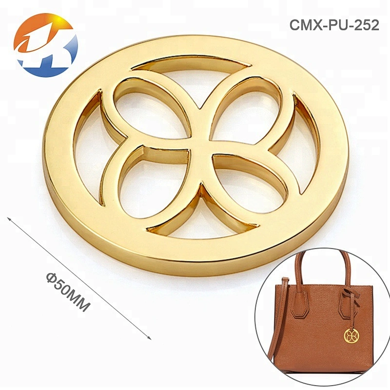 Circle With Hollow Logo Custom Handbag Metal Logo