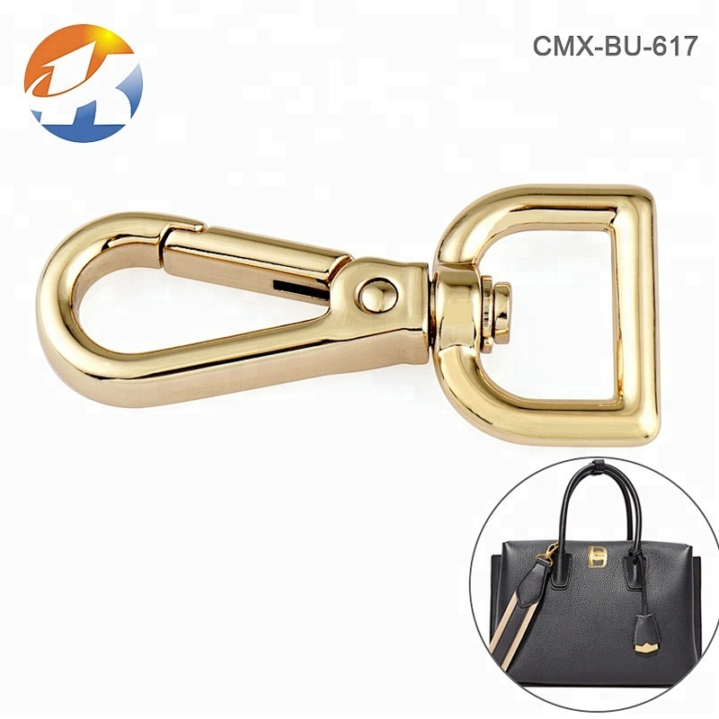 Handbags Hardware Alloy Metal D Ring Snap Hook, Professional Factory Custom Metal Spring Lobster Claw Snap Hook Gold for Bags