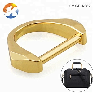 Dongguan Factory Hot Sale Gold Metal D Ring Buckle, Fashion Zinc Alloy Custom Metal D-ring for Handbag ^