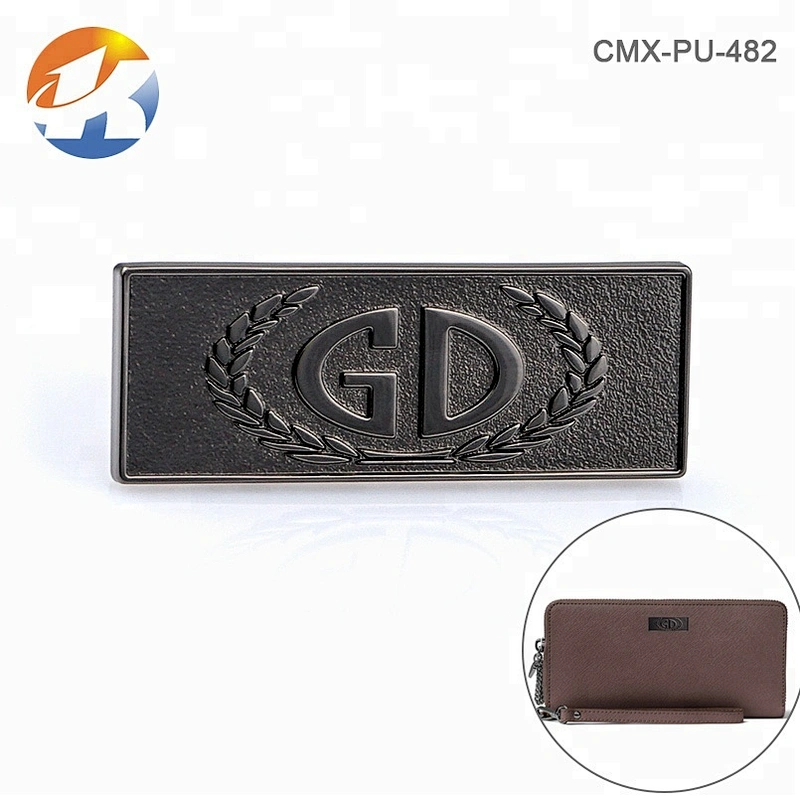 Bag Hardware Gunmetal Metal Plate Logo, Custom Metal Label with Embossed Logo for Handbags