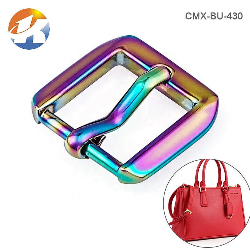 High End Bag Shoulder Rainbow Color Metal Pin Buckle, Designer Fashion Adjuster Metal Pin Buckle for Handbags