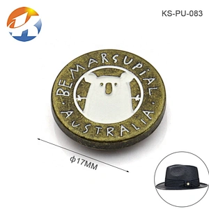 Antique Metal Round Tag Plate Embossed,  Custom Wallet Metal Logo Hat