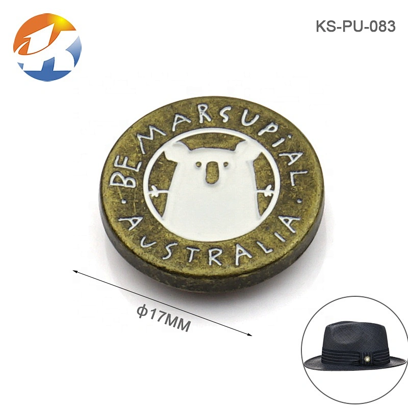 Antique Metal Round Tag Plate Embossed,  Custom Wallet Metal Logo Hat